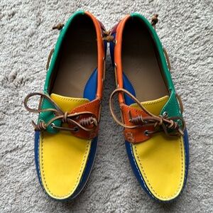 Polo Ralph Lauren Merton Leather Boat Shoes, rare color block design size 11D
